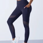 High-Waist Yoga Pants With See-through Tulle Splicing with Tummy Control - Clearance Sale