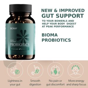 BIOMA Probiotic Gut Support - Vegan, Gluten Free, 60 Caps